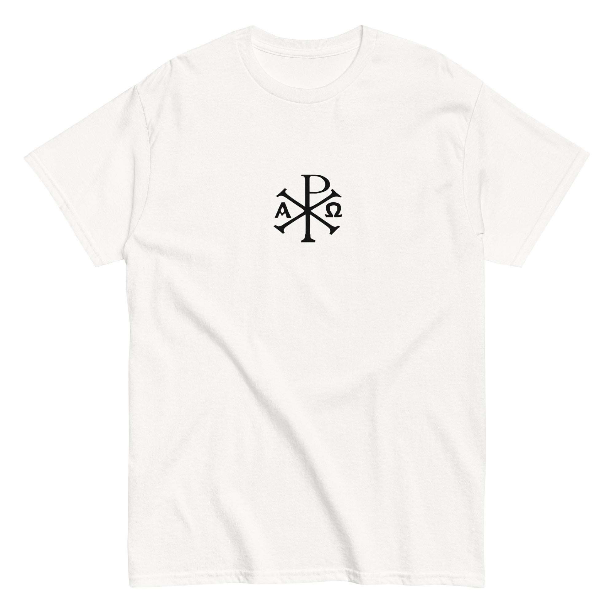Chi-Rho Christogram Christian Tee Shirt - White Color - Front