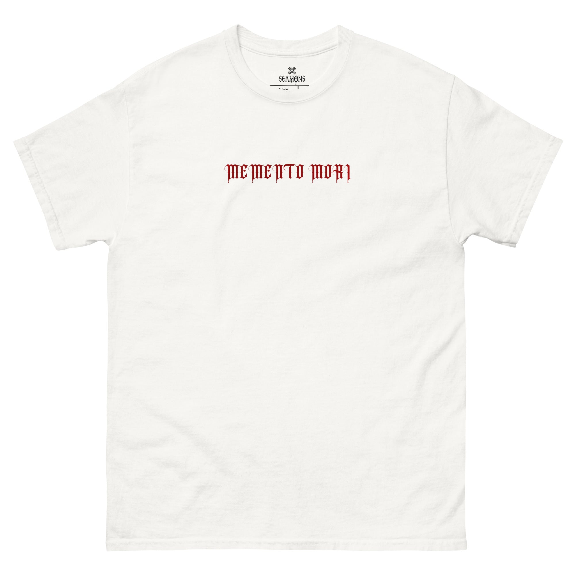 white christian T-Shirt memento mori print front