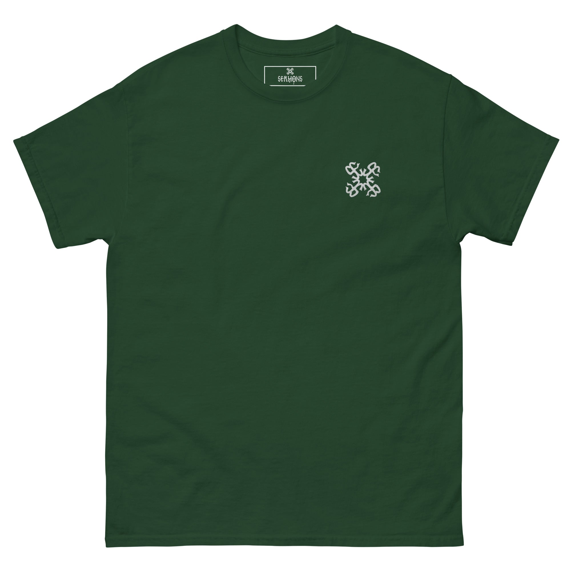 The Word Jesus Christ green T-Shirt front printed Sermons Logo